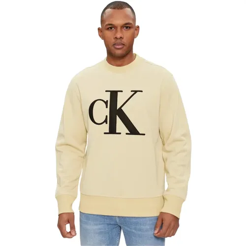 Monogramm Sweatshirt Rundhals Langarm , Herren, Größe: XL - Calvin Klein - Modalova