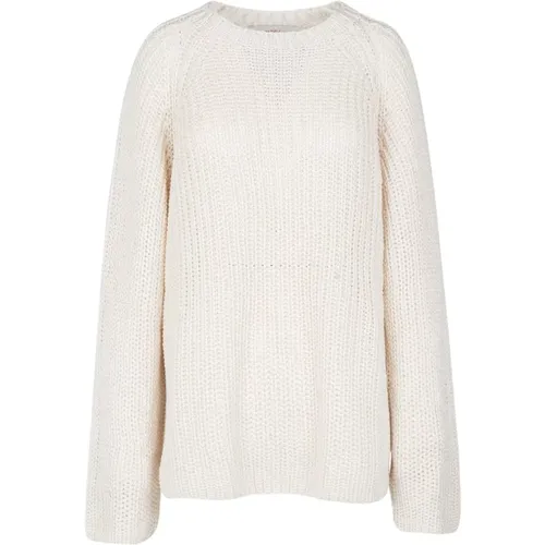 Cotton Knit Sweater with Round Neck and Raglan Sleeves , female, Sizes: S, M - Jucca - Modalova