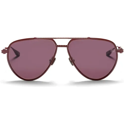 Bordeaux Aviator Sonnenbrille mit Nieten - Valentino - Modalova