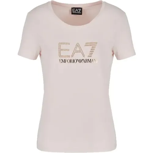 Rosa T-Shirts und Polos Kollektion,Einfaches Logo T-Shirt - Emporio Armani EA7 - Modalova