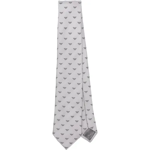 Grey Silk Jacquard Logo Tie , male, Sizes: ONE SIZE - Emporio Armani - Modalova