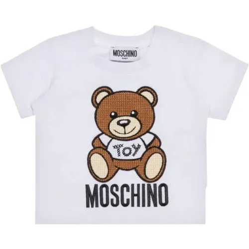 Weiße Teddy besticktes T-Shirt - Moschino - Modalova