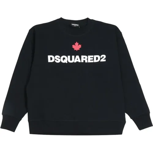 Kinder Schwarzer Pullover mit Auffälligem Logo-Print - Dsquared2 - Modalova