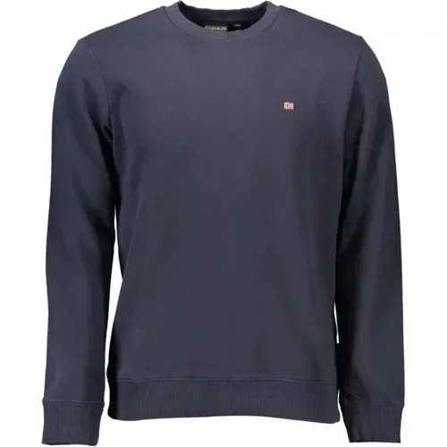 Blauer Sweatshirt mit gesticktem Logo , Herren, Größe: XL - Napapijri - Modalova