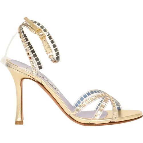 Goldene Sandalen mit Plexiglas , Damen, Größe: 36 EU - Albano - Modalova