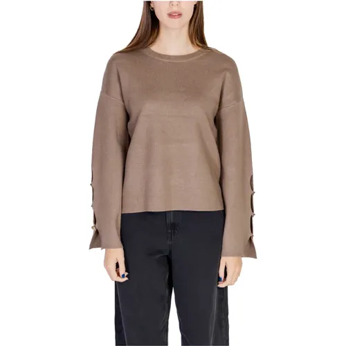 Brauner Strick Rundhals Pullover , Damen, Größe: XS - Vila - Modalova