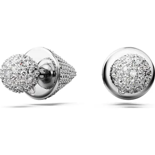 Moon Button Earrings, Rhodium Plated , female, Sizes: ONE SIZE - Swarovski - Modalova