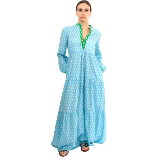 Blaues Oversize-Kleid mit Weitem Ausschnitt , Damen, Größe: L - MC2 Saint Barth - Modalova