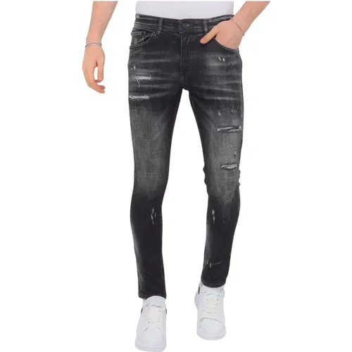 Stonewashed Ripped Herren Jeans Slim Fit -1085 - Local Fanatic - Modalova