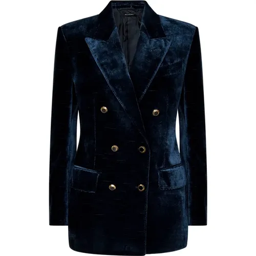 Midnight Velvet Double-Breasted Blazer , female, Sizes: S, XS - Tom Ford - Modalova