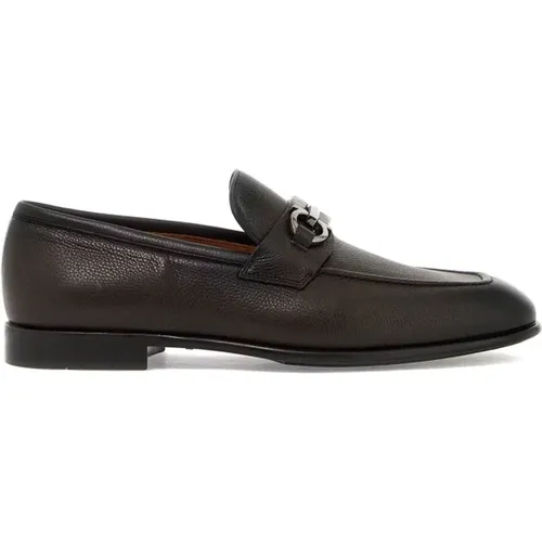 Loafer aus gehämmertem Leder mit Gancini-Detail , Herren, Größe: 40 EU - Salvatore Ferragamo - Modalova