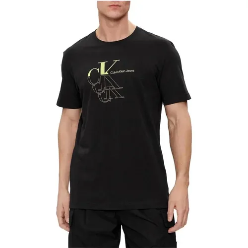 Monogram Echo Men's T-Shirt Spring/Summer , male, Sizes: 2XL, S, L, XL, M - Calvin Klein Jeans - Modalova