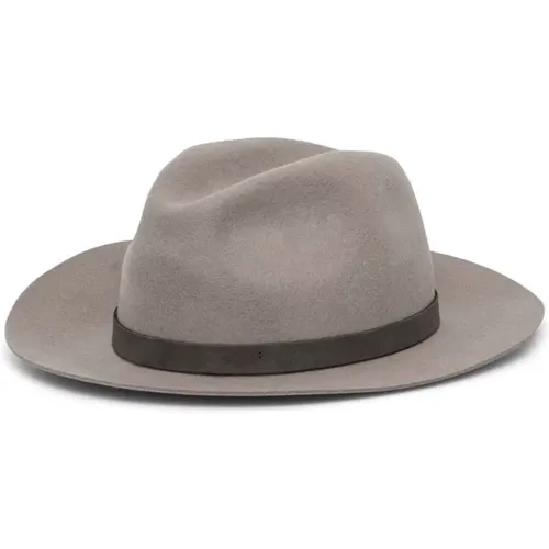 Beiger Woll-Fedora-Hut , Damen, Größe: 58 CM - Emporio Armani - Modalova