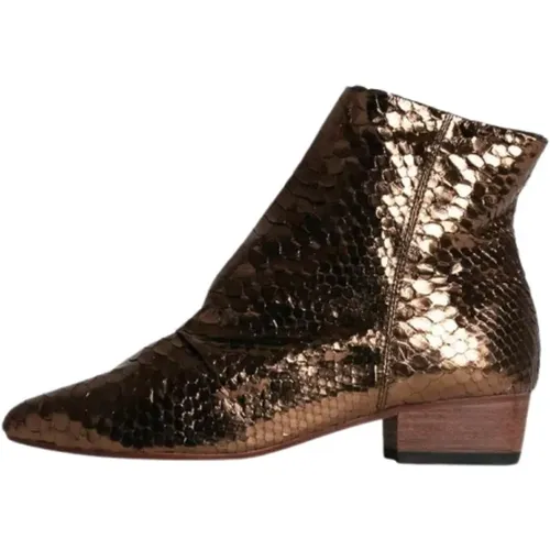 Python Leather Flat Boots , female, Sizes: 4 UK, 3 UK - Karma Koma - Modalova