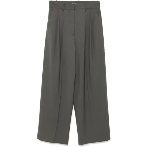 Graue Wollmischung Twill Hose , Damen, Größe: M - P.A.R.O.S.H. - Modalova