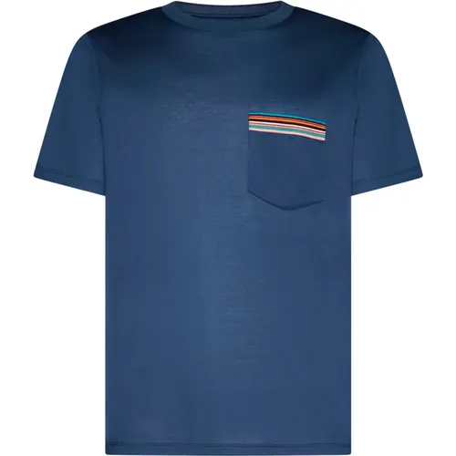 Blau Gestreiftes Crew Neck T-Shirt , Herren, Größe: M - PS By Paul Smith - Modalova