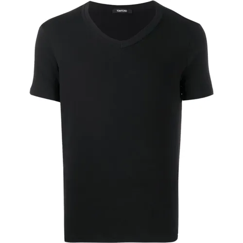 Cotton V-Neck T-Shirt , male, Sizes: L - Tom Ford - Modalova