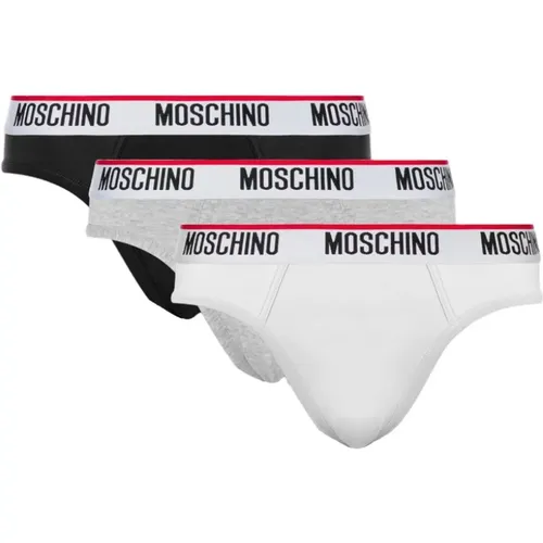 Bottoms,Set mit 3 Slips aus Stretch-Jersey mit individuellem Jacquard-Elastikband - Moschino - Modalova