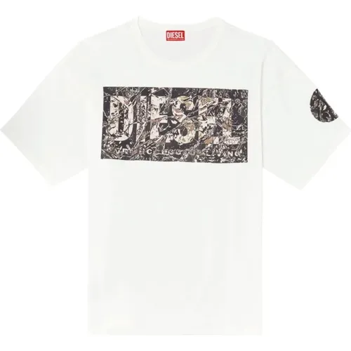 Weiße T-Boxt-R22 T-Shirt mit Logo-Druck , Herren, Größe: L - Diesel - Modalova