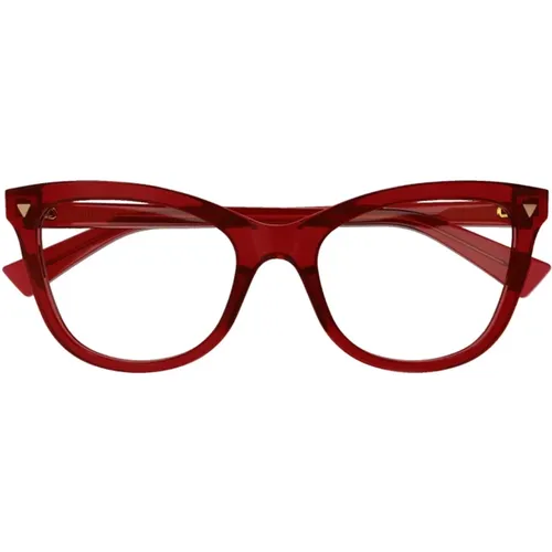 Damen Rote Transparente Cat-eye Brille , Damen, Größe: 52 MM - Bottega Veneta - Modalova