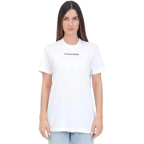 Weißes Logo-T-Shirt für Frauen , Damen, Größe: L - Dsquared2 - Modalova