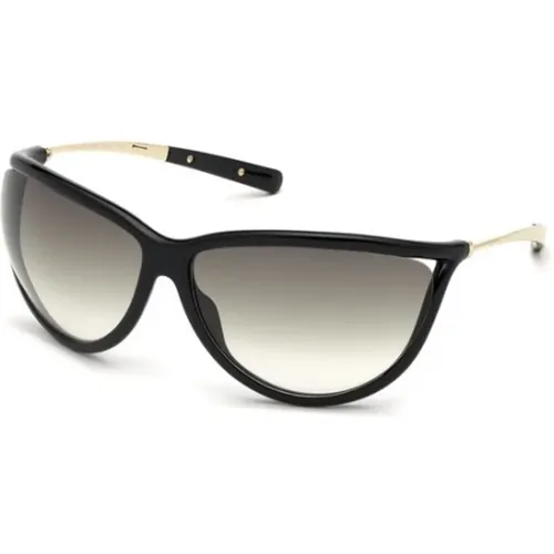 Schwarze Glänzende Sonnenbrille für Frauen , Damen, Größe: 70 MM - Tom Ford - Modalova
