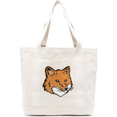 Chillax Fox Tote Bag , male, Sizes: ONE SIZE - Maison Kitsuné - Modalova