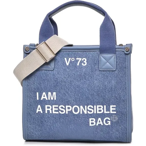 Denim Bags with Eco-Leather Inserts , female, Sizes: ONE SIZE - V73 - Modalova