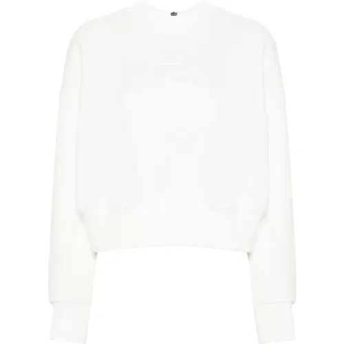 Crew Neck Ivory Sweater with Interlocking G Embroidery , female, Sizes: S, L - Gucci - Modalova