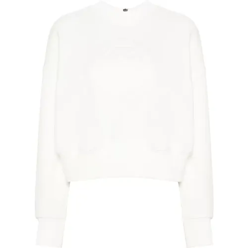 Crew Neck Ivory Sweater with Interlocking G Embroidery , female, Sizes: S, M, L - Gucci - Modalova