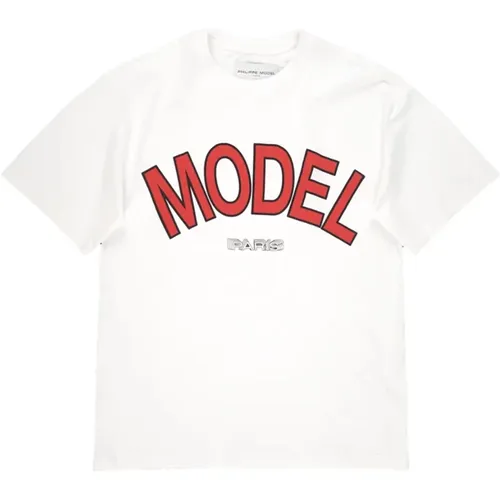 Weißes Jersey T-Shirt mit Wasserdruck , Herren, Größe: L - Philippe Model - Modalova