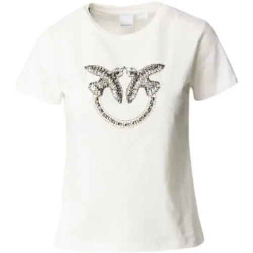 Quentin T-Shirt with Embroidered Logo , female, Sizes: S, L - pinko - Modalova