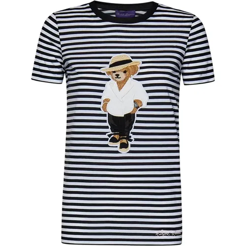 Gestreiftes Baumwoll-T-Shirt mit Bärenlogo - Ralph Lauren - Modalova