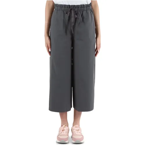Cropped wide leg cotton tencel pants , female, Sizes: L - Sun68 - Modalova