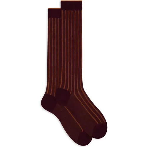 Burgundy Wide Rib Cotton Socks - Gallo - Modalova