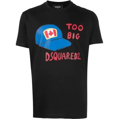 Bedrucktes T-Shirt mit Cap-Grafik , Herren, Größe: M - Dsquared2 - Modalova