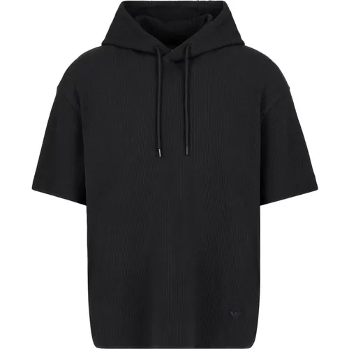 Jersey Short Sleeve Hooded TOP , male, Sizes: L - Emporio Armani - Modalova