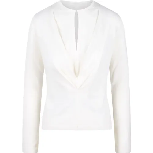 Cashmere V-Neck Sweater with Pleated Details , female, Sizes: XS, M, S - alberta ferretti - Modalova