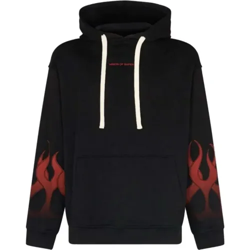 Flames Hoodie /Red , male, Sizes: S, L, XL - Vision OF Super - Modalova