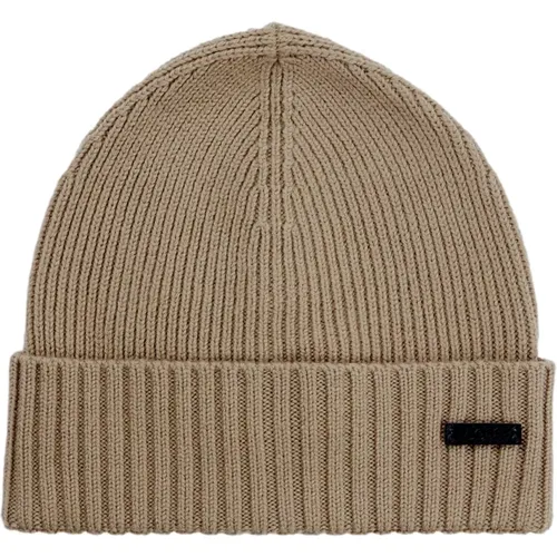 Ribbed Wool Beanie Fati , male, Sizes: ONE SIZE - Hugo Boss - Modalova