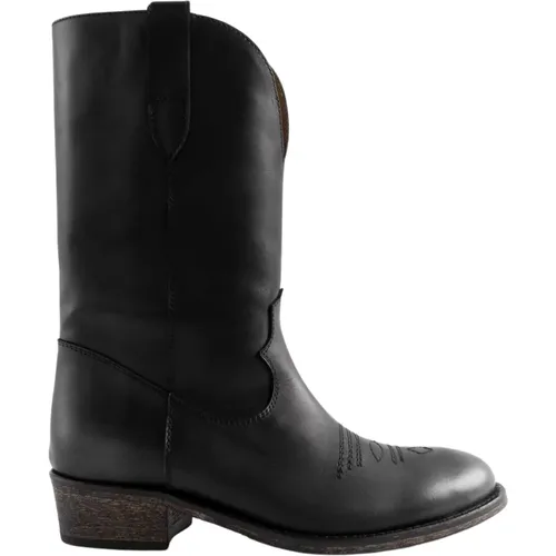 Leather Texan Ankle Boots , female, Sizes: 4 1/2 UK, 4 UK, 8 UK, 3 UK, 5 UK, 5 1/2 UK, 6 UK, 7 UK - Via Roma 15 - Modalova