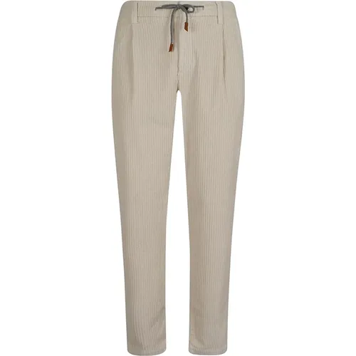 Neutral Tone Cotton Trousers , male, Sizes: W30, W32, W34, W33 - Eleventy - Modalova