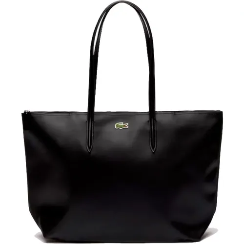 Schwarze PC-Tasche mit Innentasche und grünem Krokodil-Logo - Lacoste - Modalova