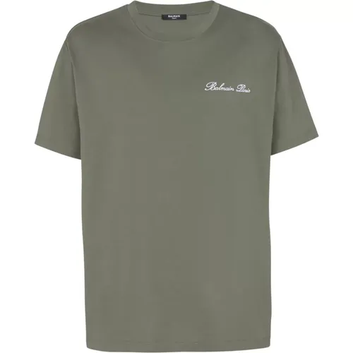 Lockeres T-Shirt mit Signatur-Stickerei , Herren, Größe: 2XS - Balmain - Modalova