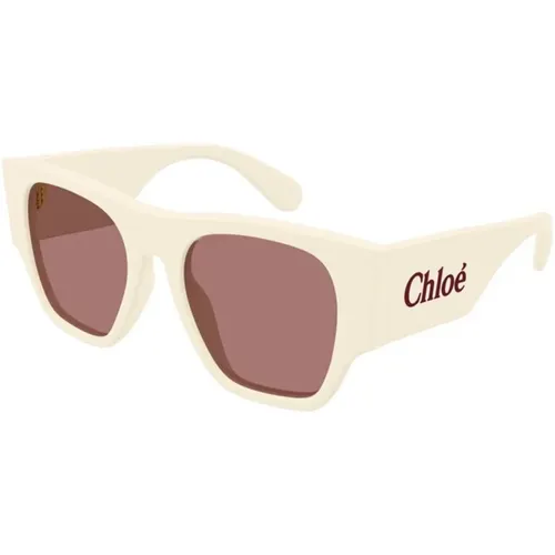 Ivory Red Sunglasses Model Ch0233S , unisex, Sizes: 53 MM - Chloé - Modalova