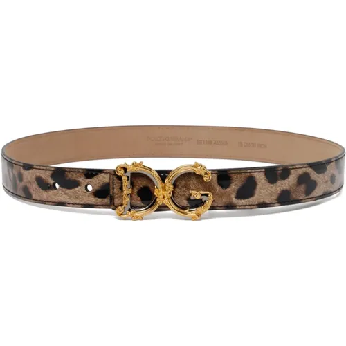 Leopardenmuster DG Schnalle Gürtel , Damen, Größe: 70 CM - Dolce & Gabbana - Modalova