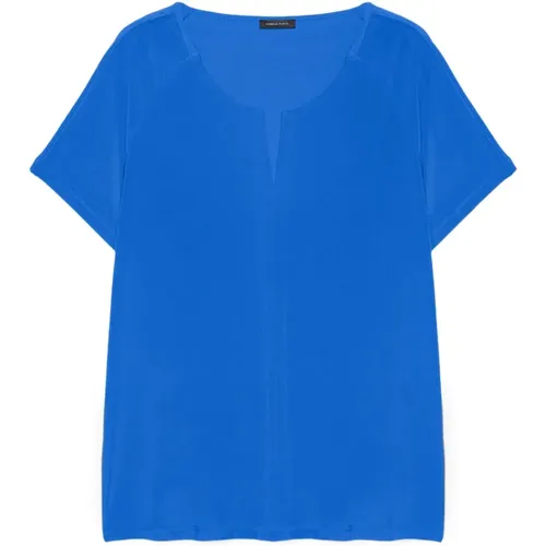 Flowing Jersey T-Shirt mit V-Ausschnitt , Damen, Größe: XS - Fiorella Rubino - Modalova
