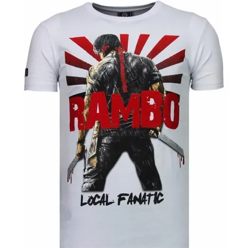 Rambo Shine Rhinestone - Herren T-Shirt - 5769W , Herren, Größe: S - Local Fanatic - Modalova