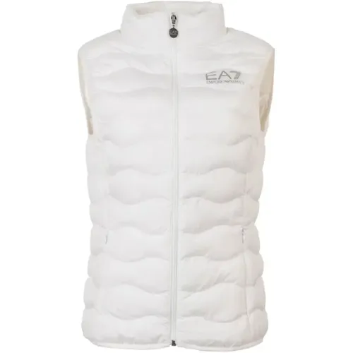 Weißes Gilet mit Silbernen Logo-Buchstaben , Damen, Größe: M - Emporio Armani EA7 - Modalova