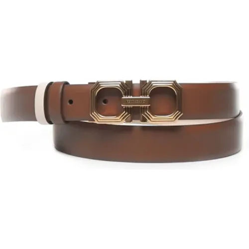 Leather Belt with Gold-ColouBuckle , female, Sizes: 100 CM - Salvatore Ferragamo - Modalova